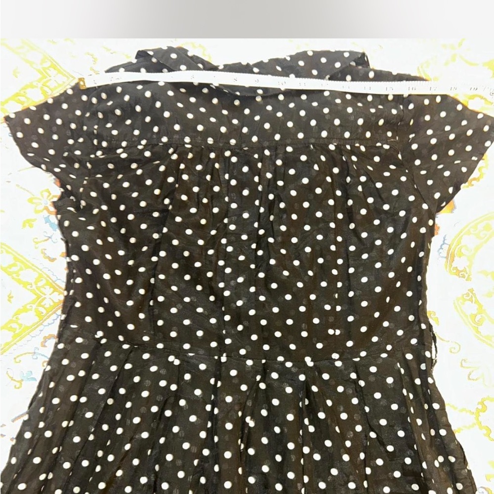 Elegant Black and Gold Polka Dot Mini Dress - Picture 4 of 8